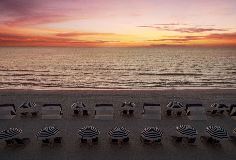 cabanas on the beach at St. Pete Shores Hotel