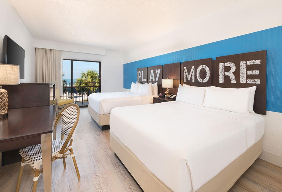 beachfront queen room at St. Pete Shores Hotel